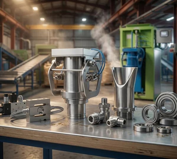R.S. Enterprises genuine precision engineered spare parts, stainless filling spouts and load-cell assemblies