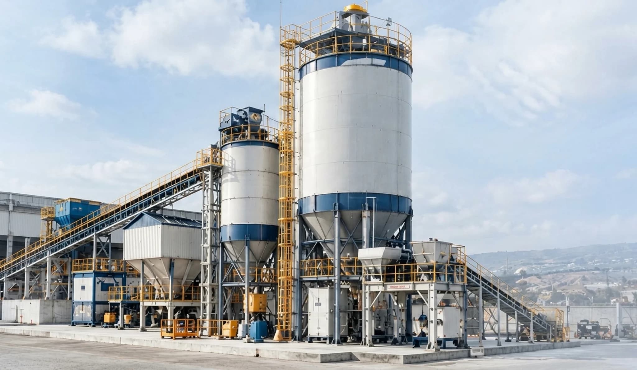 R.S. Enterprises complete turnkey drymix and cement packing plant with multi-silo integration and bucket elevators